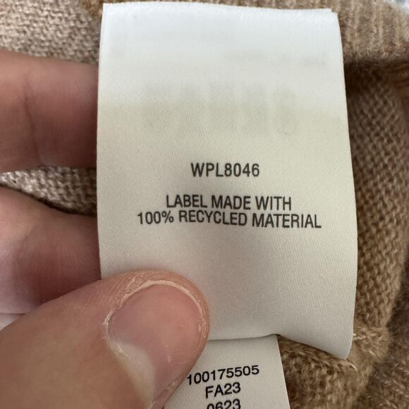 Morgan Taylor Cashmere Sweater Womens Small Turtleneck Colorblock Tan Gray Beige - Picture 6 of 11